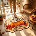 thumbnail image 7 of SLYNSHome Fall Irregular Floor Mat, Cute Sleeping Cat Pumpkin Non-Slip Bath Rug, Soft Washable Seasonal Shaped Carpet Roll Packed For Bathroom Living Room Entryway Decor, 7 of 7