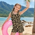 thumbnail image 4 of COEQINE Soft Girls Tankini Swimsuit 2 Piece with Removable Pads for Big Kid Preteen Ages 12-13 Sleeveless Bathing Suits Crewneck Tank Top and Swim Shorts Summer Beach Wear, Brown Leopard Print, 4 of 8
