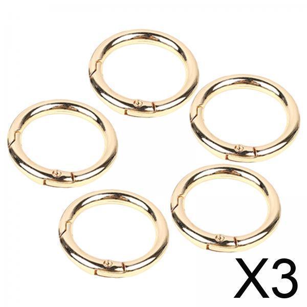 3x5x Bobinas De Resorte Accesorio Organizador De Monedero Clips De Mosquetón Redondos De Metal Broches Dorados 25 Mm