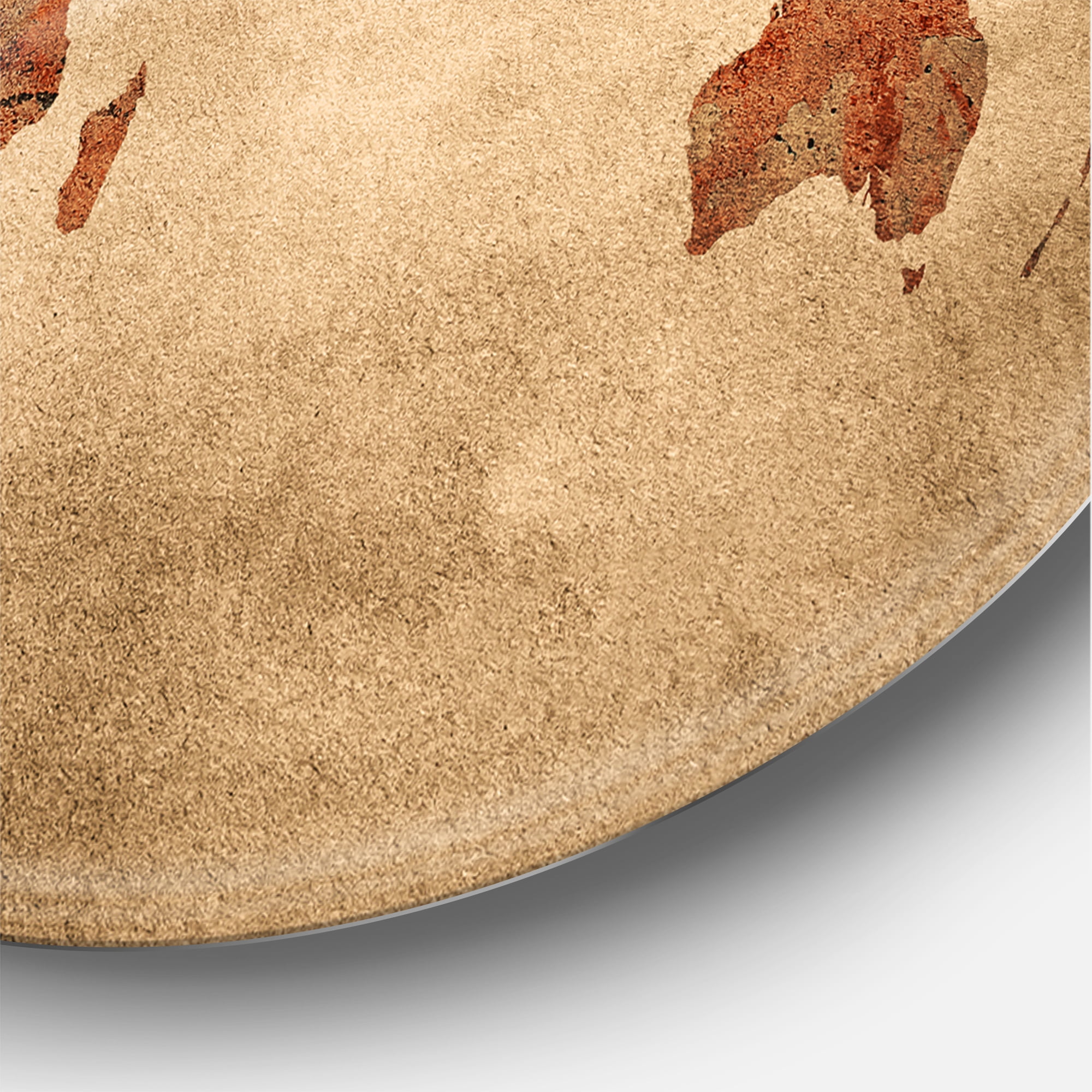 Designart 'Ancient World Map VII' Vintage Circle Metal Wall Art 36x36 - Disc of 36