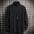 thumbnail image 2 of Suéter de cuello alto para hombre de otoño e invierno, suéter coreano ajustado con dos solapas y rombos, suéter de manga larga, 2 of 6