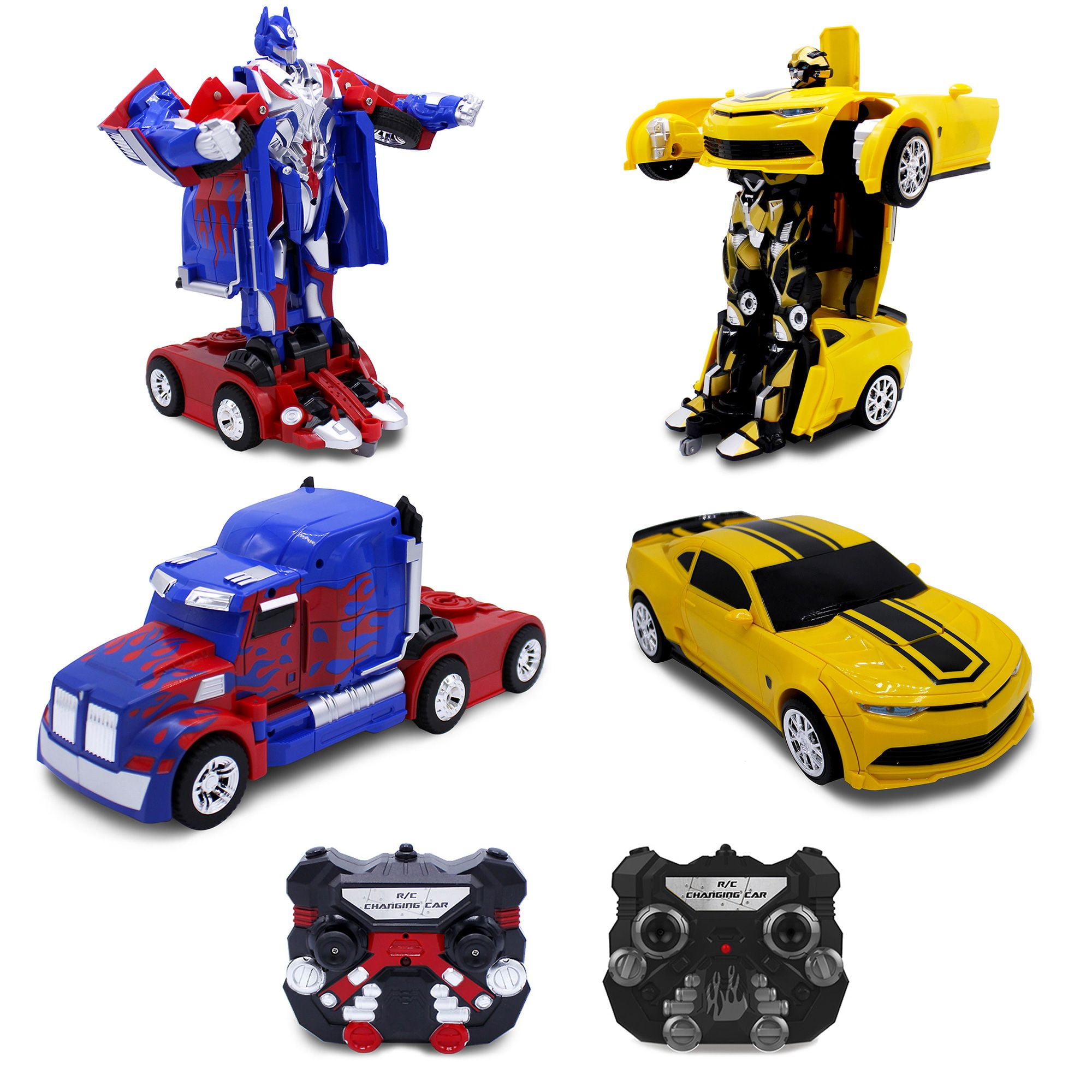 Kids RC Toy Car Transforming Robot Heavy Duty Truck Sports Car Set