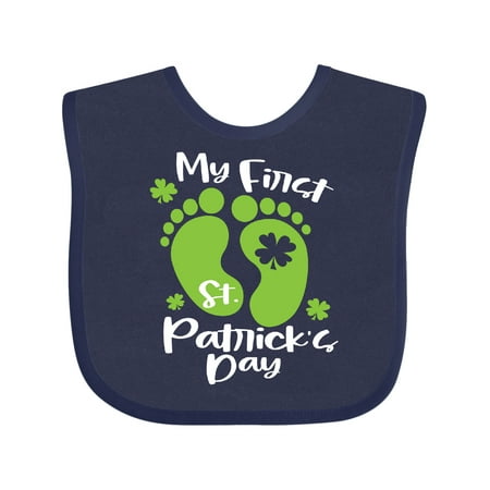 

Inktastic My 1st St. Patrick s Day with Green Baby Footprints Gift Baby Boy or Baby Girl Bib