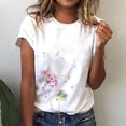 thumbnail image 1 of Hauts d'Été pour Femmes Grande Taille en Liquidation, T-Shirt Décontracté à Manches Courtes Imprimé Floral Col Rond, T-Shirt à Col en V pour Femmes en Liquidation, 1 of 8