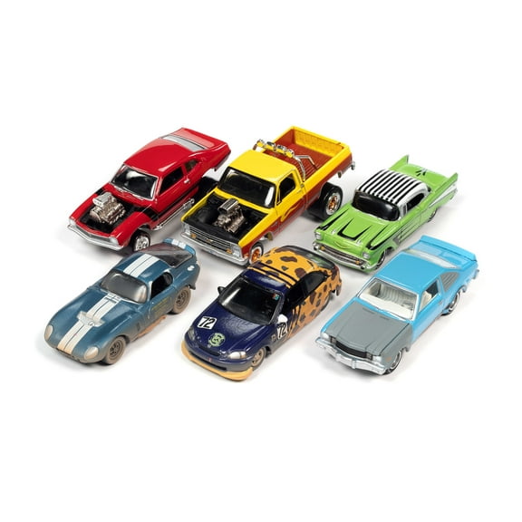Johnny Lightning Street Freaks 2022 Release 1 Set A Diecast Car Set - Box of 6 assorted 1/64 Scale Diecast Model Cars