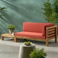 thumbnail image 4 of GDF Studio Cascada Outdoor Acacia Wood Right Arm Loveseat and Coffee Table Set with Cushion, Teak and Red, 4 of 8
