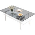 thumbnail image 5 of BISHE Rectangle Coffee Table, Tempered Glass Tabletop with Black Metal Legs, Modern Table for Living Room , Transparent Glass, 5 of 12
