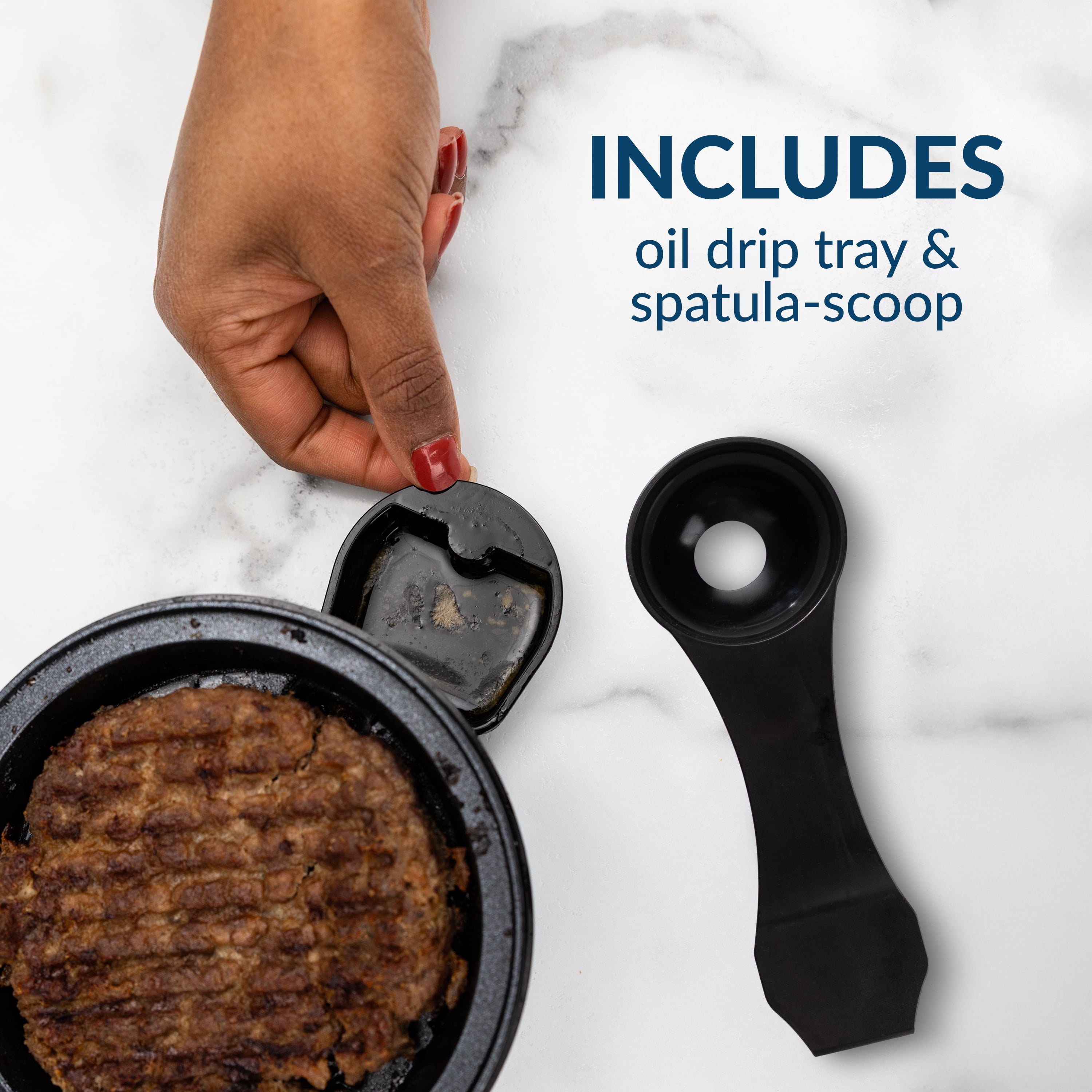 MyMini 5" Smash Burger Griddle with Bun Warmer, 600 Watts, Non-stick, Red