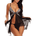 thumbnail image 4 of Women's Lace Lingerie Front Closure Babydoll V Neck Nightwear Sexy Chemise Nightie Plus Size, 4 of 6