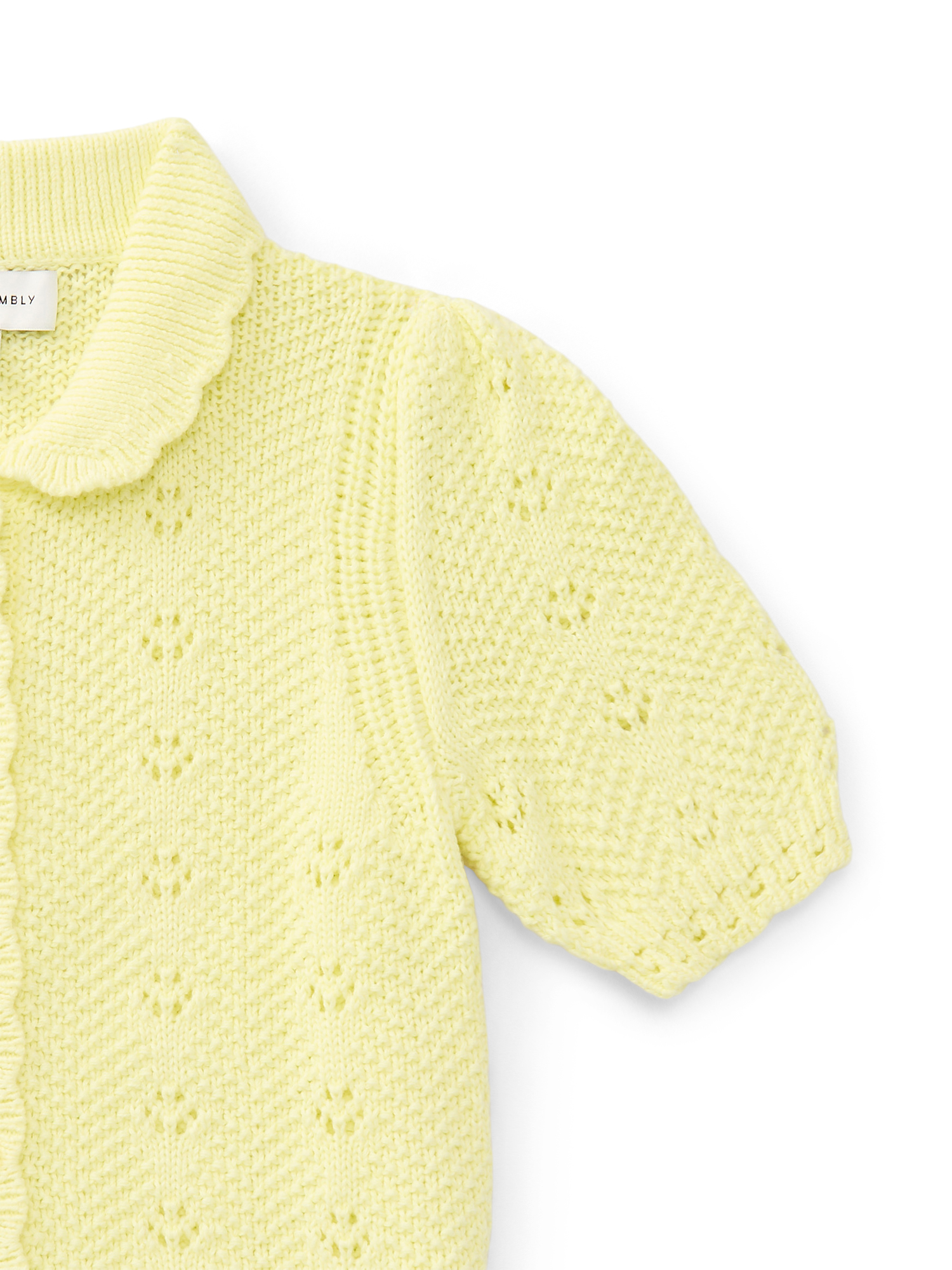 Free Assembly Kids and Toddler Cotton Pointelle Cardigan Sweater with Short Sleeves, Sizes 12M-3T and XS-XL