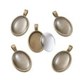 thumbnail image 2 of DIY Pendant Making with Alloy Pendant Cabochon Settings and Transparent Clear Oval Glass Cabochons Antique Bronze 37x21x3mm Hole: 4mm Alloy, 2 of 4