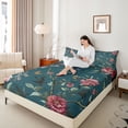thumbnail image 4 of Castle Fairy Animal Birds Butterflies Twin Sheet Sets 3pcs for Boys Girls,Chic Floral Flowers Twin Fitted Sheet Microfiber,Vintage Aesthetic Breathable Flat Sheet,Luxury Bedroom Decor, 4 of 7