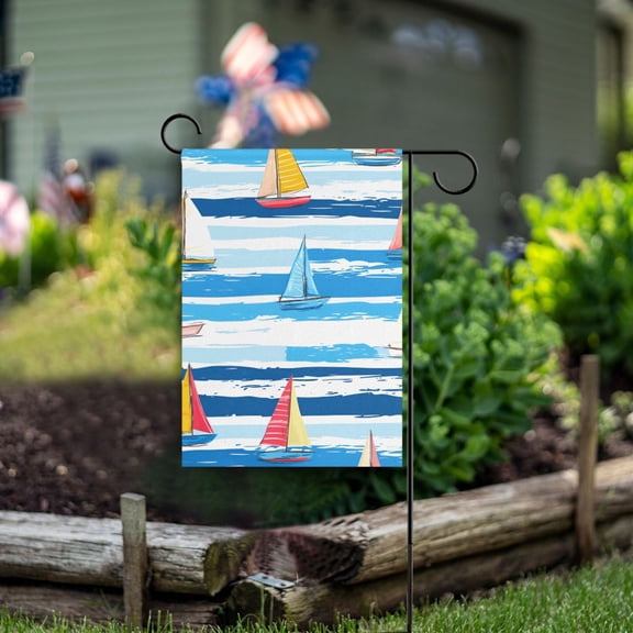 Yayeee Garden Flag 12" x 18" Double Sided Outdoor Yard Lawn Holiday Decorations, Yellow Sailboats