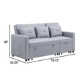 thumbnail image 5 of Benzara Jayce 80" Fabric Convertible Sleeper Sofa with Side Pocket in Light Gray, 5 of 5