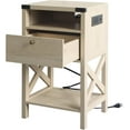 thumbnail image 3 of PetFurnishn Nightstand with Charging Station, Modern End Table with Drawer, Bedside Table with Open Storage, White Oak, 3 of 9