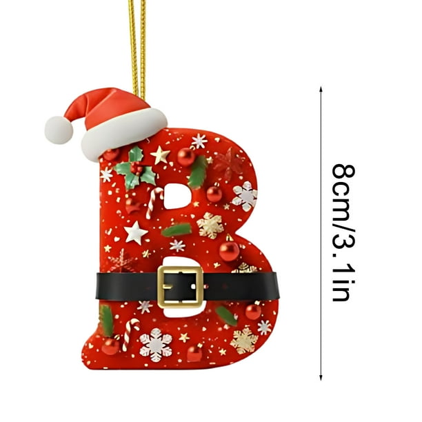Decoraciones de Árbol de Navidad 2D Acrílico Decoración Carta Colgante con 26 Letras Diy Navidad Decoración Del Hogar Ornamentos Del Árbol de Navidad