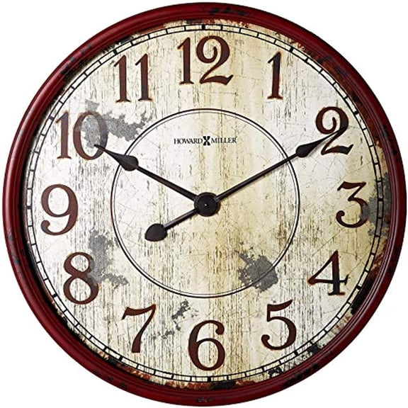 Howard Miller Back 40 Wall Clock 625-598  32 Antique Red Distressed Decor with Quartz Movement