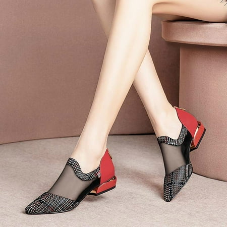 

Single Mesh Style Crystal Shoes Heel Strange Sexy Toe Women Pointed Ladies Women s Casual Nude Shoes for Women