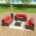 thumbnail image 7 of Kullavik 8 Pieces Outdoor Patio Furniture Set with with 48000 BTU Outdoor Pyramid Patio Heater,PE Wicker Rattan Sectional Sofa Patio Conversation Sets,Red, 7 of 7