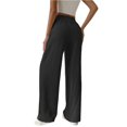 thumbnail image 2 of Women Casual Elastic Waist Loose Paper Bag Pants with Pockets Black S, 2 of 6