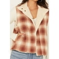 thumbnail image 3 of Cleo + Wolf Women's Alice Reversible Sherpa And Plaid Vest Rust Copper Small  US, 3 of 4