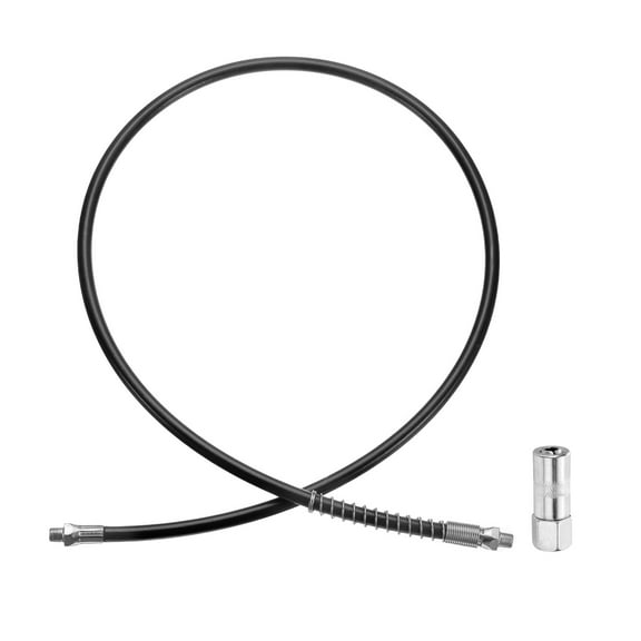 Uxcell Grease Gun Hose Kit 47.5" 10000 PSI Spring Flex High Pressure with Grease Gun Coupler 1/8 NPT Threads Black