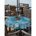 thumbnail image 2 of Outdoor Tablecloth with Umbrella Hole for Patio/Picnic/Party/Camping, Blue Coastal Waterproof Table Cloth Round Cover Washable, Starfish Coral Summer Beach Ocean (Dia 60"), 2 of 8