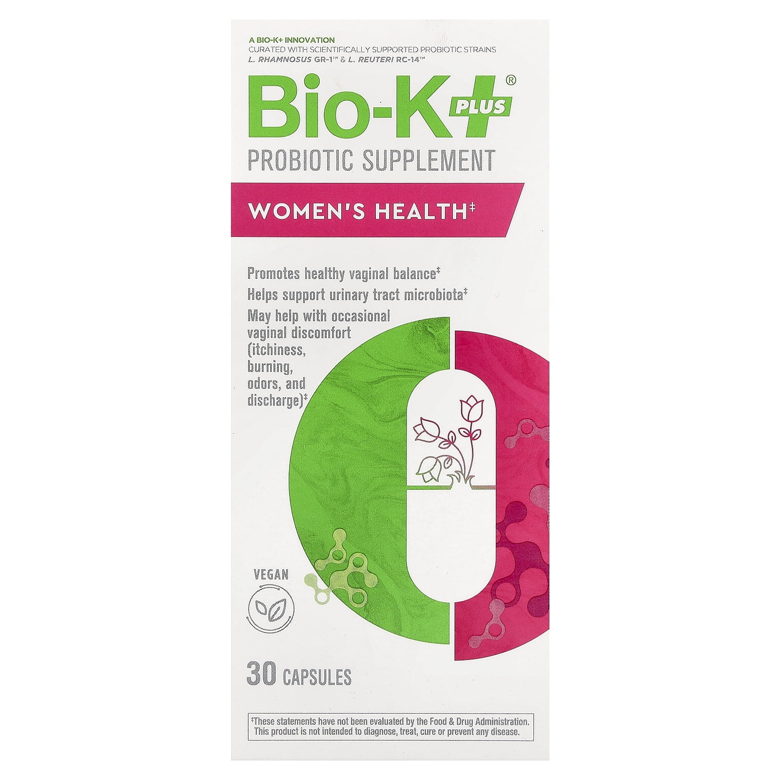 Bio-K+ Probiotic Supplement, Women's Health, 30 Capsules