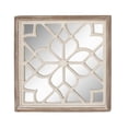thumbnail image 6 of DecMode White Wood Floral Room Wall Mirror with Carved Overlay and Brown Frame, 30" x 1" x 30", 6 of 13