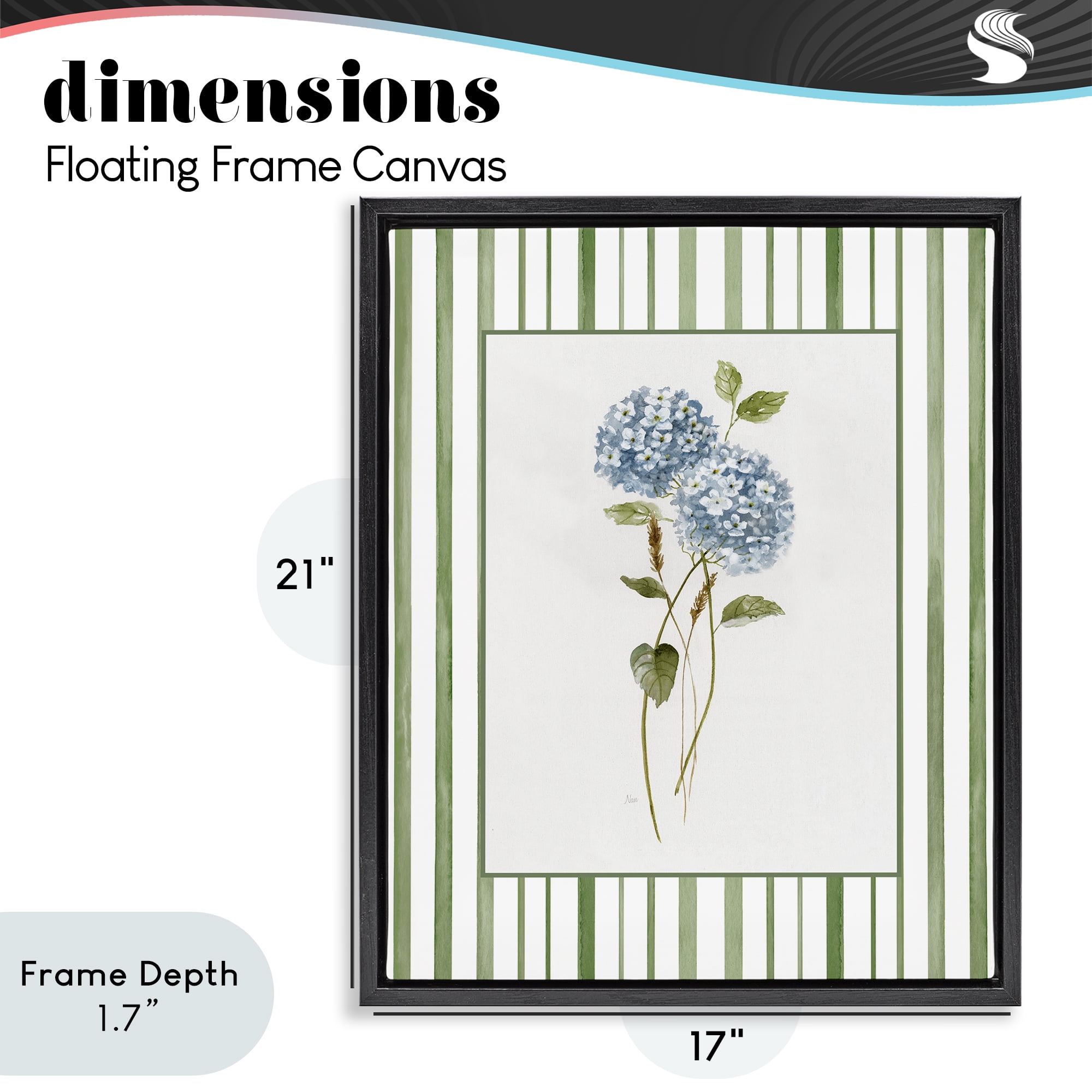 Stupell Industries Delicate Hydrangea & Dried Wheat Black Framed Floater Canvas Wall Art, design by Nan