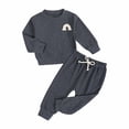 thumbnail image 1 of Honeeladyy - Ropa para bebés y niños, chándal suave de color liso, conjunto de otoño e invierno, regalos de Navidad para niños de 6 a 9 meses, gris oscuro, 1 of 8
