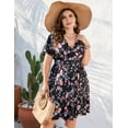 thumbnail image 5 of Plus Size Casual Summer Dress for Women  Wrap V Neck Ruffle Sleeve Smock  Mini Dress, 5 of 9