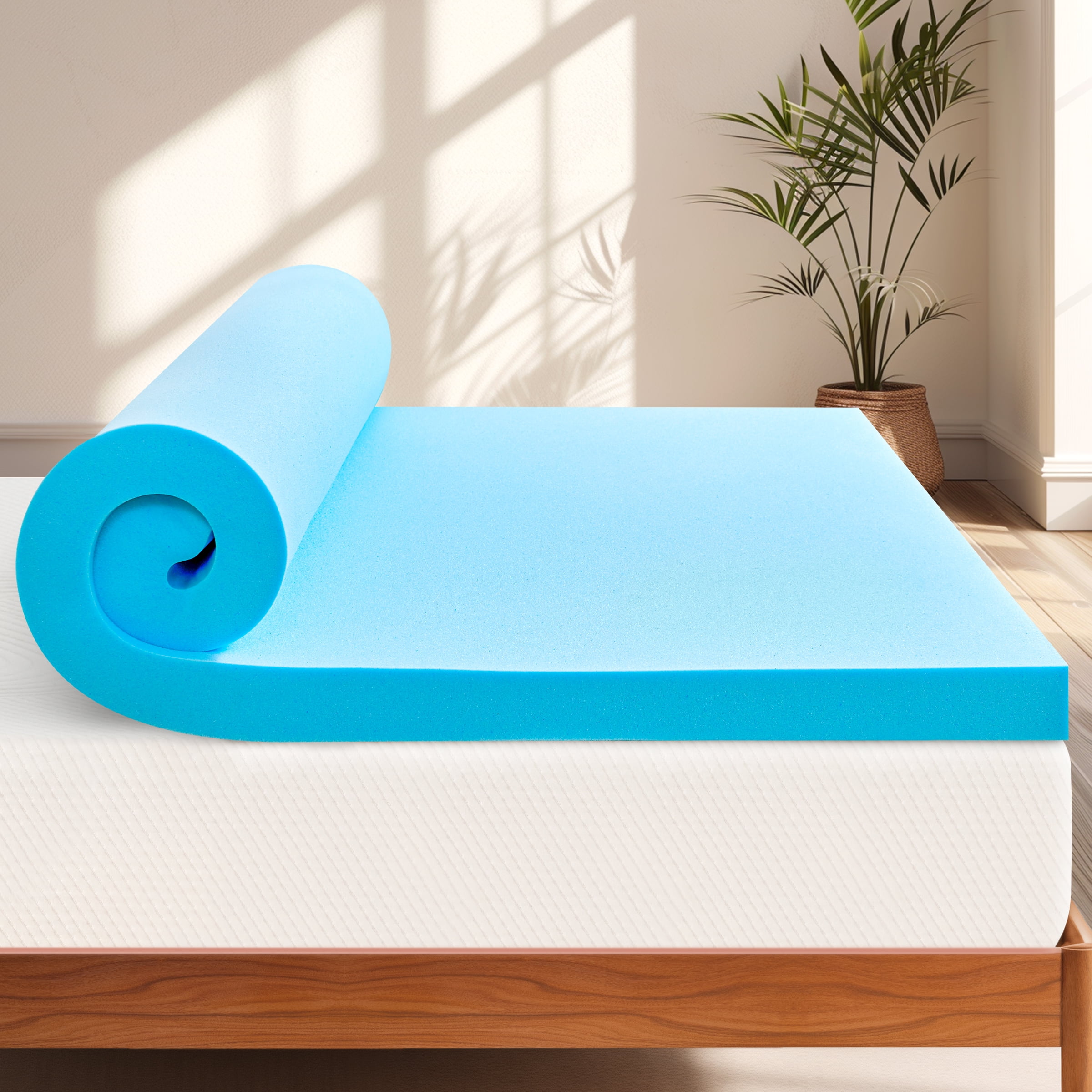 DyFun 3" Twin Medium Soft Gel Memory Foam Mattress Topper Pressure Relief Bed Mattress Pad