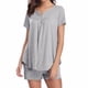 thumbnail image 2 of Conjunto de ropa de dormir de mujer Sexy con cuello en V Top Shorts camisón de dormir, gris, M kenally AP001530-02, 2 of 7