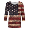 thumbnail image 6 of Conairie 4th of July T Shirt Women Crew Neck Loose 3/4 Sleeve Patriotic Shirts With Flag Stars Stripes Holiday Commemorative Tops Red M, 6 of 6