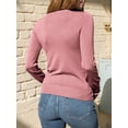 thumbnail image 4 of Doublju Women's Round Neck Long Sleeve Soft Knit Pullover Sweater with Sleeve Buttons, 4 of 5