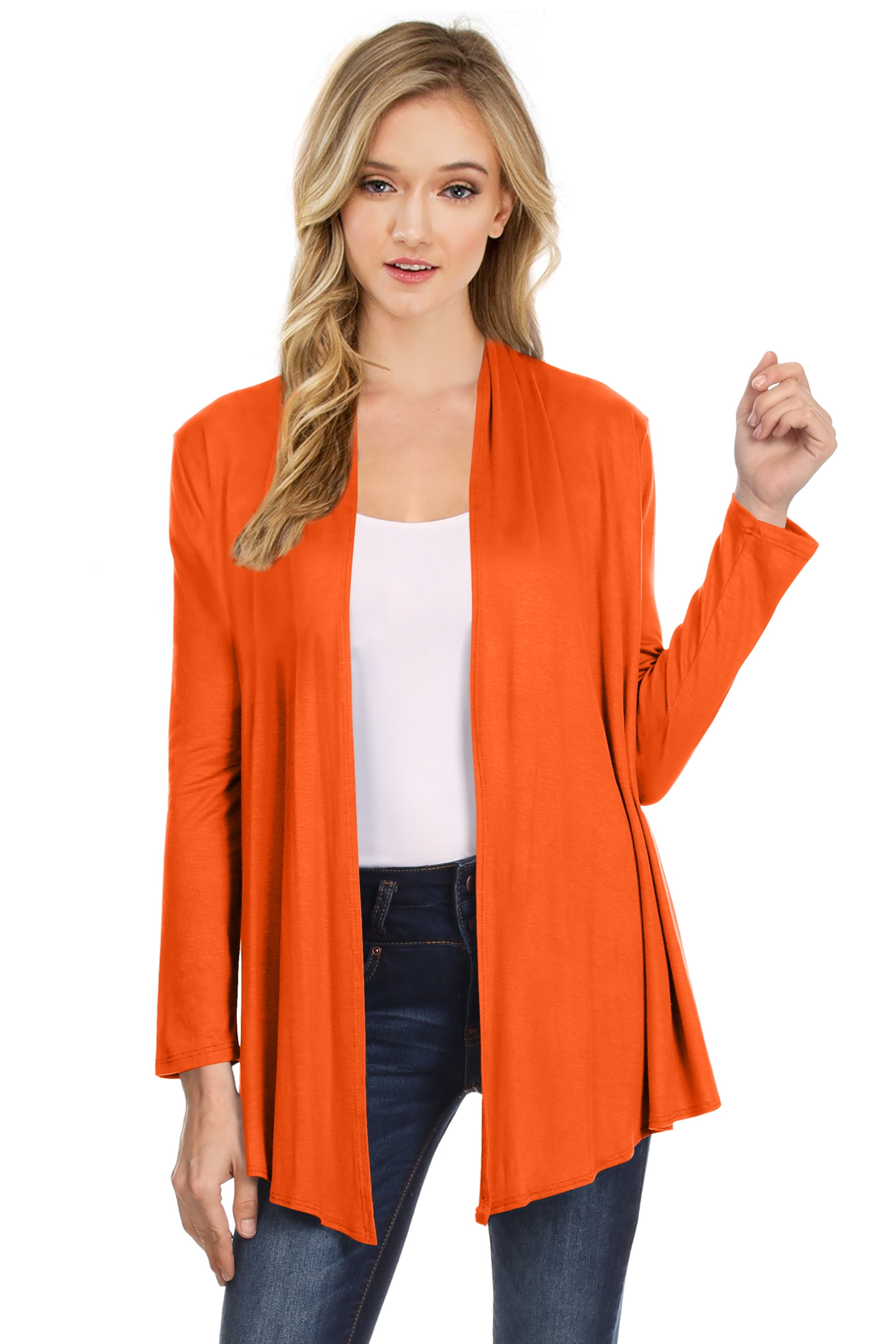 womens long orange cardigan