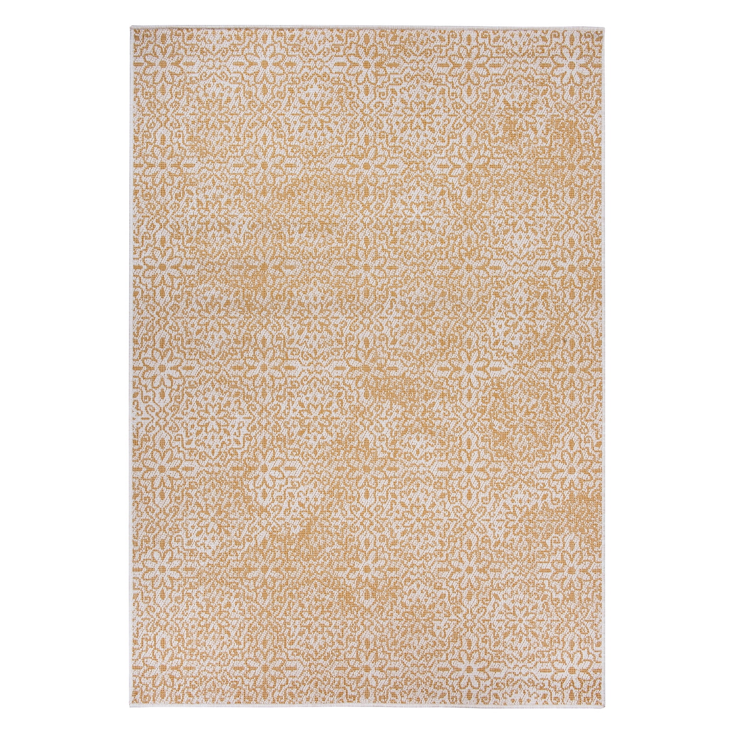 World Rug Gallery Contemporary Flowers Weather Resistant Reversible Indoor/Outdoor Area Rug - Yellow 5'x7'