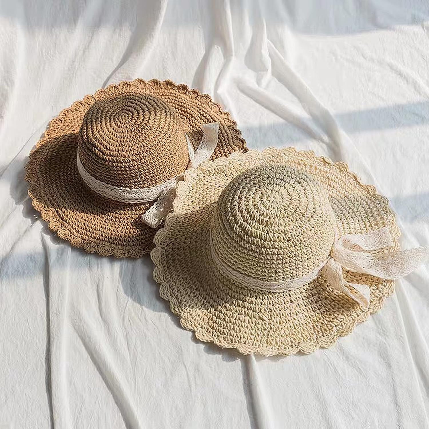 Summer Beach Sun Straw Hats for Women Wide Brim Packable 