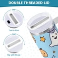 thumbnail image 3 of Yayeee 30oz Stainless Steel Tumbler with Straw and Handle Double-Wall Insulated Travel Water Bottle, Blue Halloween Ghosts, 3 of 8