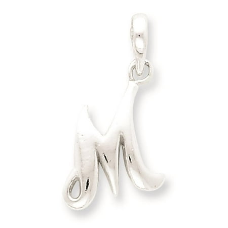 Chain slide Initial M Polished Charm Pendant 925 Sterling Silver