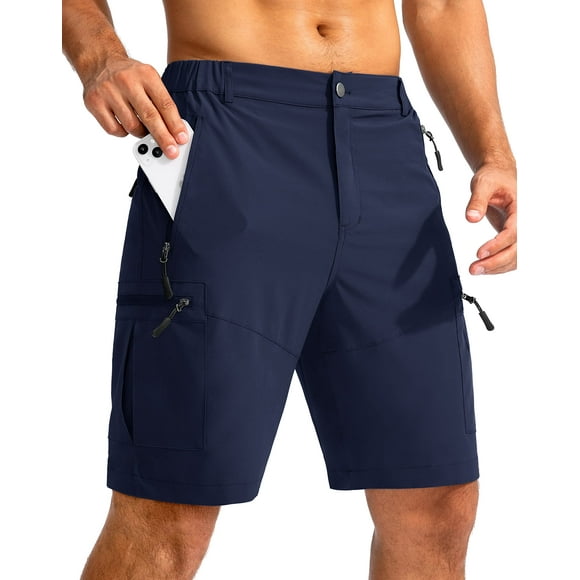 Pantalones cortos tipo cargo Pudolla para hombre, ligeros, color azul marino, talla M