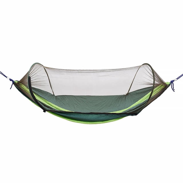 Hamaca De Nylon Portátil Doble Senderismo Al Aire Libre Camping Supervivencia Mosquitera Cama Para Dormir Hamaca Columpio Para Mochileros, Viajes, Playa, Patio seitruly HA022561-00