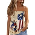 thumbnail image 2 of Flag and Floral Print Tube Tops Women 4th of July Strapless Bandeau Sleeveless Tank Tops American 250th Anniversary Pleated Flowy Off the Shoulder Tube Tops, 2 of 5