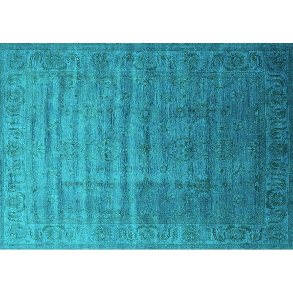 Ahgly Company Indoor Rectangle Oriental Turquoise Blue Industrial Area Rugs, 8' x 10'