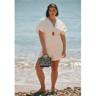 strapless open back dress Linen Empire Waist Sleeveless Midi Dress  Forsythia