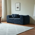thumbnail image 2 of SOULART 76.38" Loveseat, Blue Sectional Sofa with Pillows, Modern Velvet Fabric Space-Saving Design for Small Spaces, 2 of 10