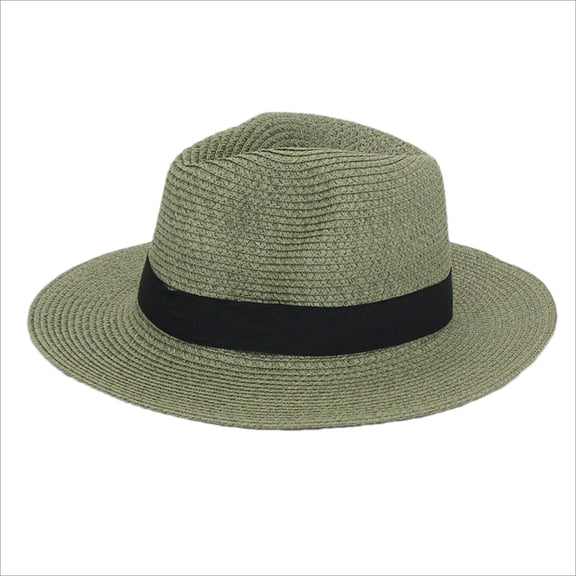 Sexlip Men Women Straw Hats Cuban Hats Party Hats Panama Hat Short Brim Caps Dress Hats for Men Women Gray Free Size