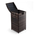 thumbnail image 2 of Wicker Patio Trash Bin, 33 Gallon Rattan Trash Can with Lid for Porch Backyard Deck Patio Poolside, Brown, 2 of 8