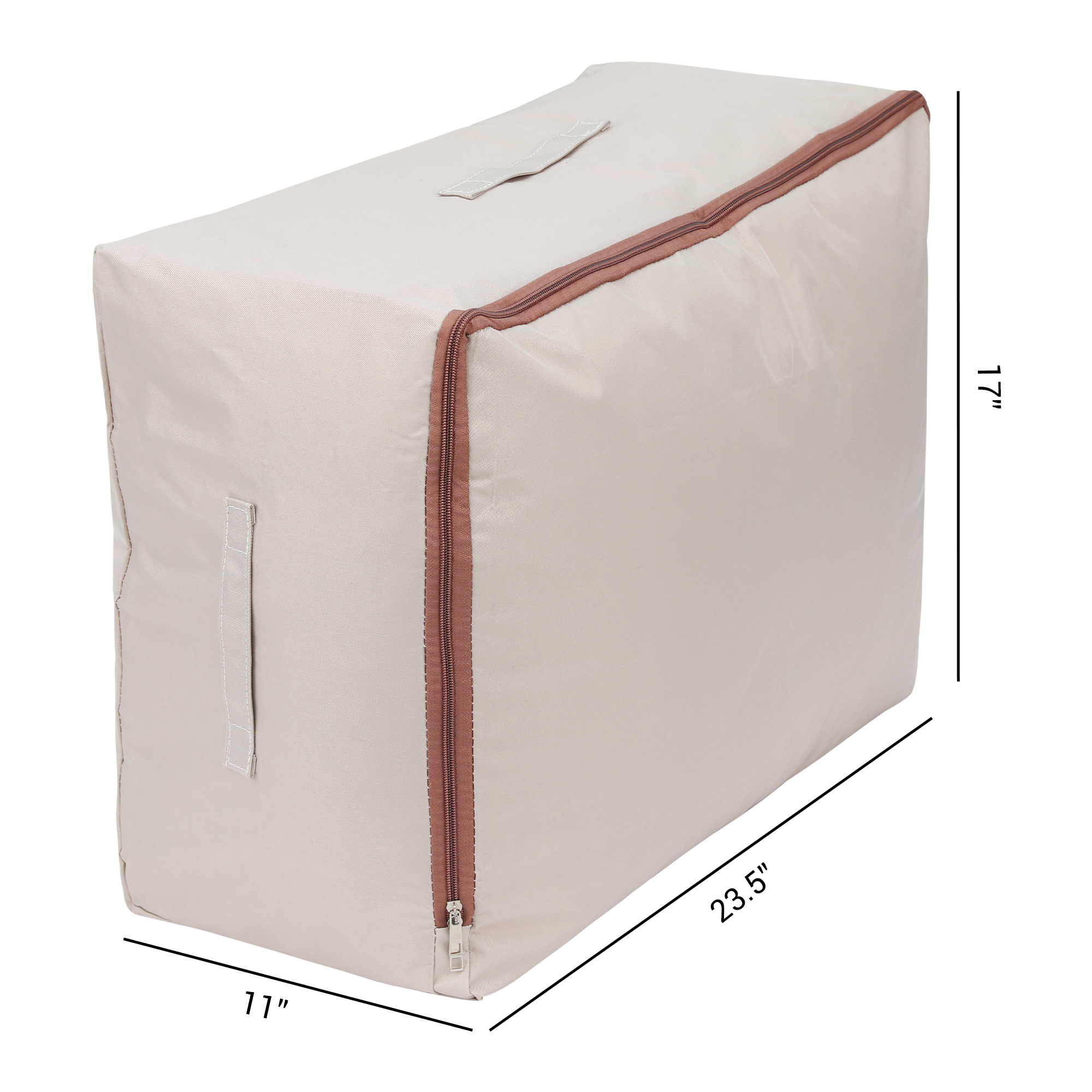 Unique Bargains Foldable Storage Bags w Handles for Closet Organizers Kakhi 23.5x17x11in